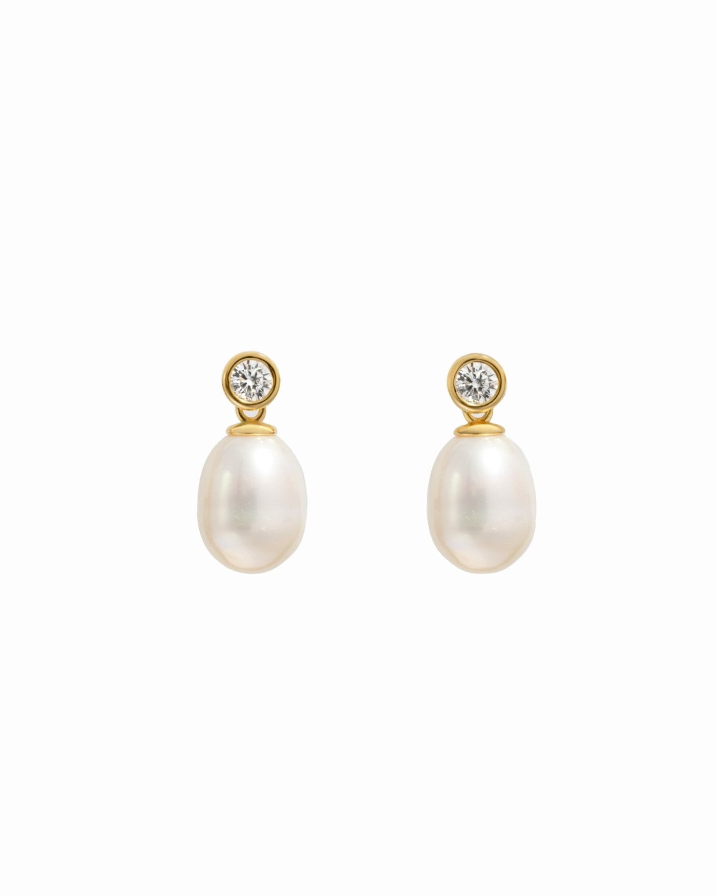 Bezel & Pearl Drop Earrings