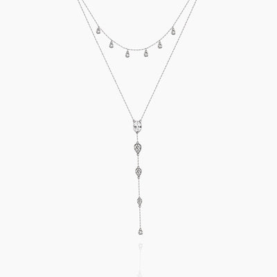 Dainty Crystals Y-Shape Necklace Sterling Silver