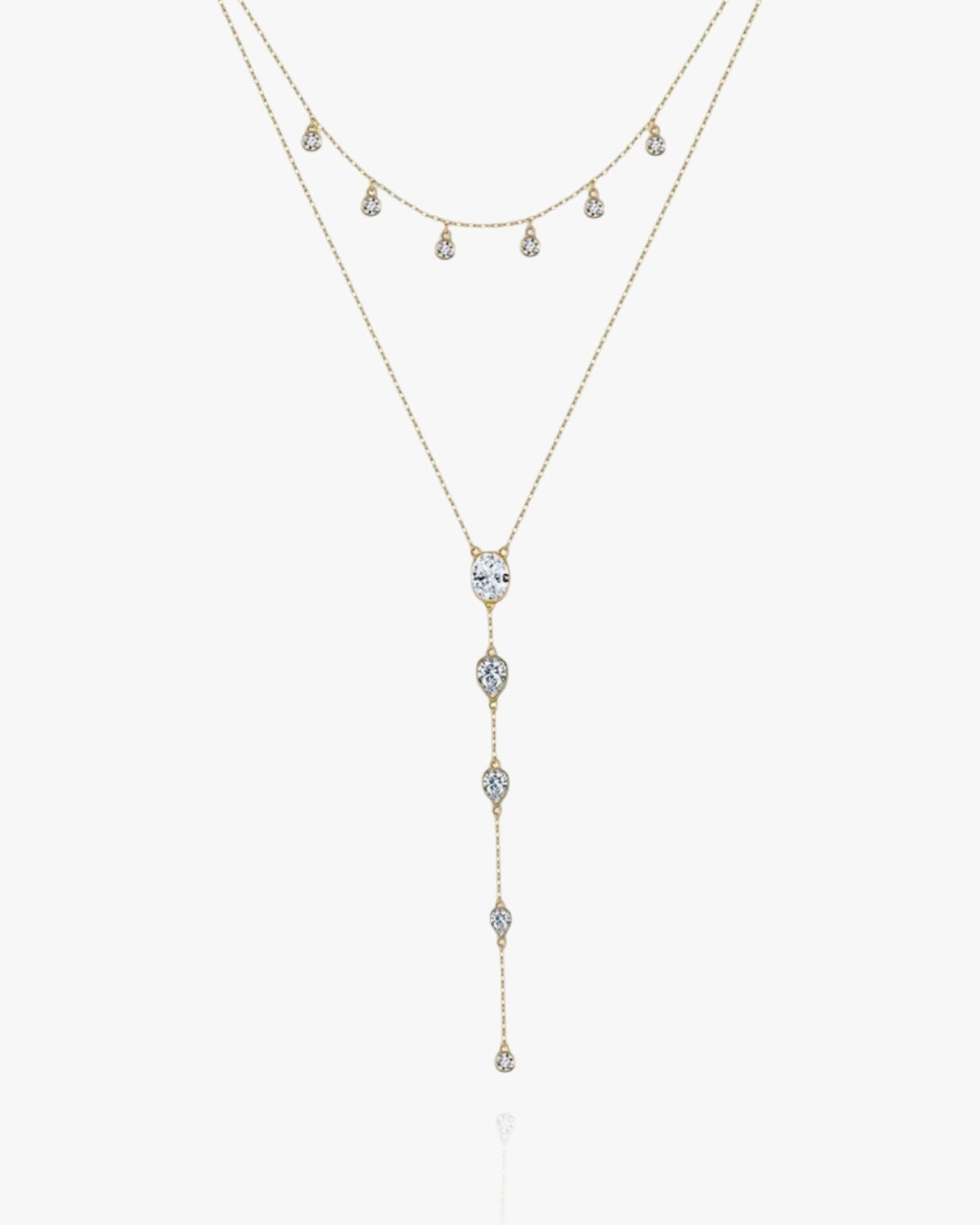 Dainty Crystals Y-Shape Necklace Sterling Silver