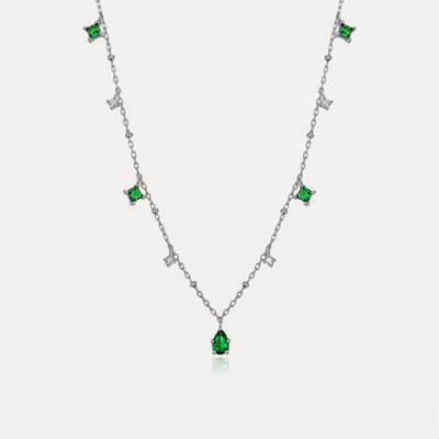 Dainty Emerald Necklace Sterling Silver