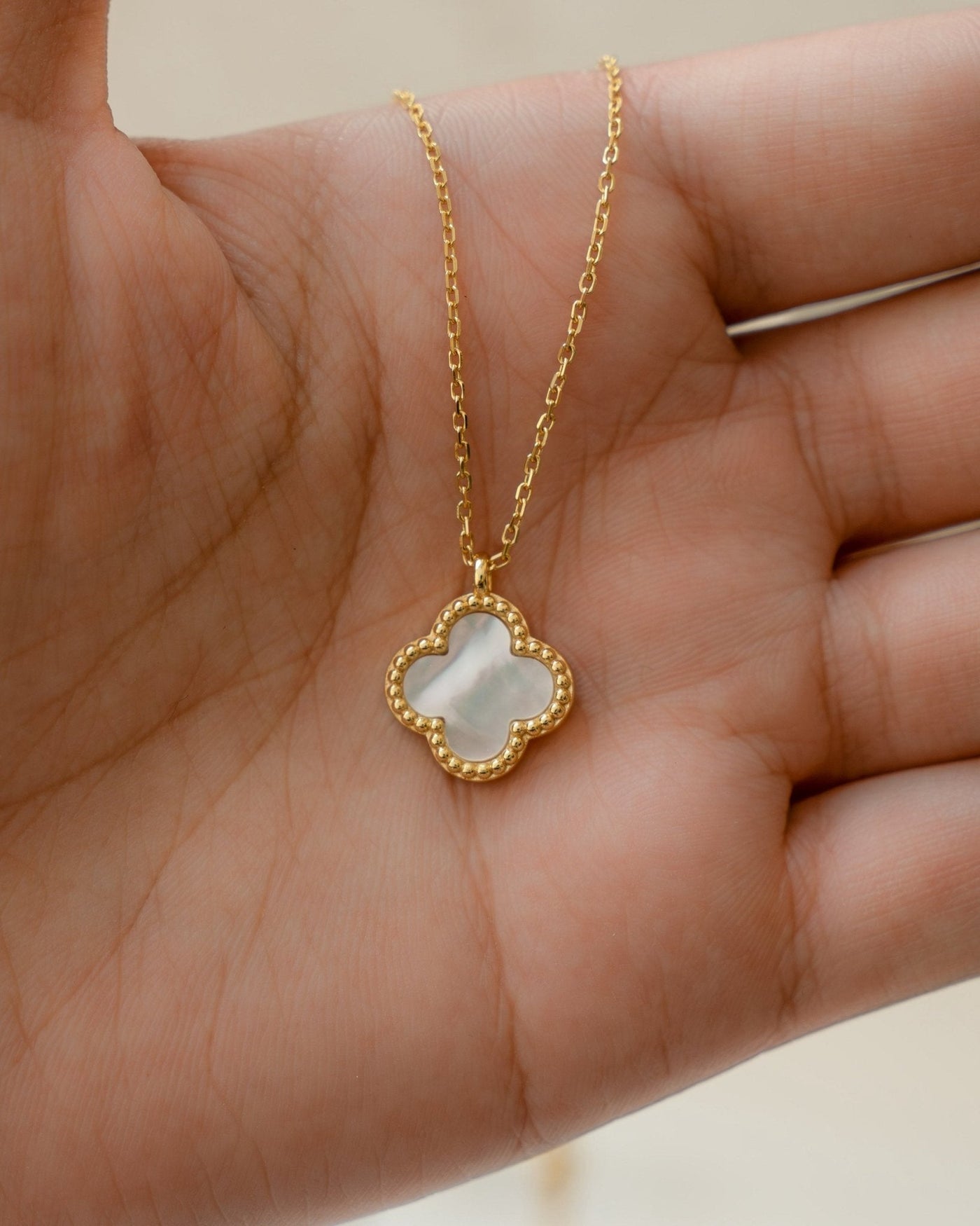 Mother of Pearl Clover Necklace