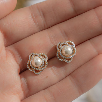Pearl Flower Statement Studs