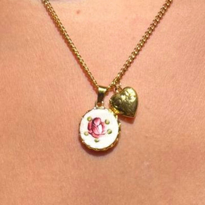 Porcelain Rose Necklace - Hand-Painted