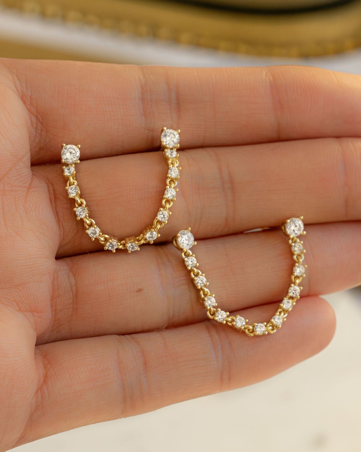 Two-Piercing Tennis Chain Link Studs